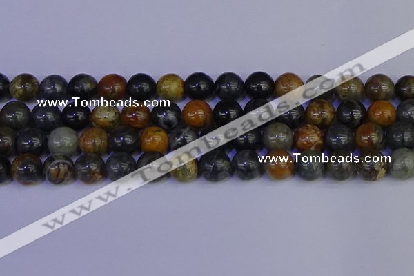 CPJ475 15.5 inches 14mm round black picasso jasper beads wholesale