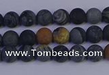 CPJ491 15.5 inches 6mm round matte black picasso jasper beads