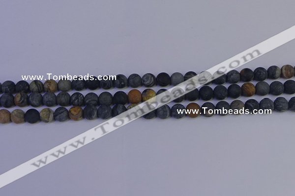 CPJ492 15.5 inches 8mm round matte black picasso jasper beads