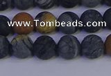 CPJ493 15.5 inches 10mm round matte black picasso jasper beads