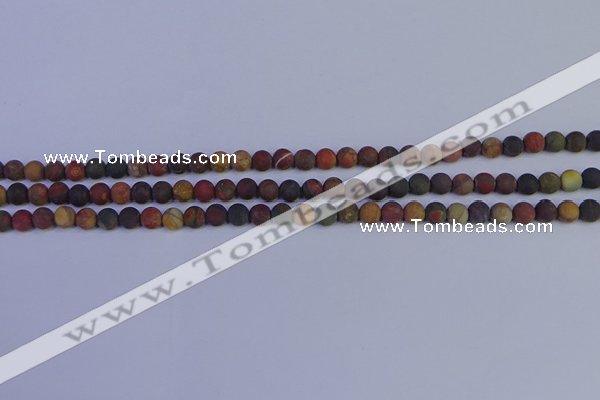 CPJ500 15.5 inches 4mm round matte picasso jasper beads wholeasle