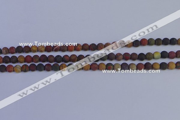 CPJ501 15.5 inches 6mm round matte picasso jasper beads wholesale