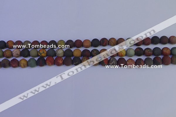 CPJ502 15.5 inches 8mm round matte picasso jasper beads wholesale