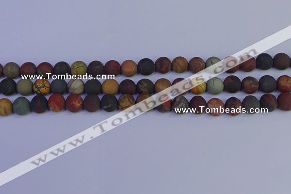 CPJ503 15.5 inches 10mm round matte picasso jasper beads wholesale