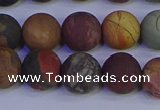 CPJ504 15.5 inches 12mm round matte picasso jasper beads wholesale