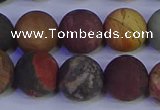 CPJ505 15.5 inches 14mm round matte picasso jasper beads wholesale