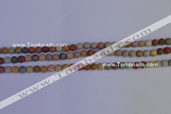 CPJ510 15.5 inches 4mm round matte polychrome jasper beads wholeasle