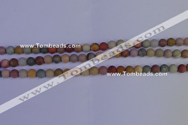 CPJ511 15.5 inches 6mm round matte polychrome jasper beads wholeasle