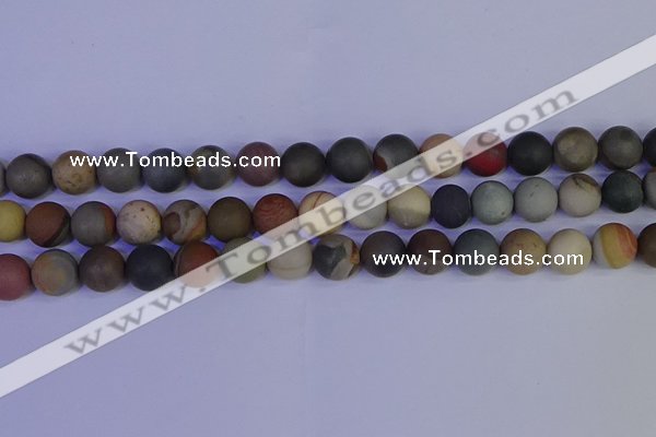 CPJ514 15.5 inches 12mm round matte polychrome jasper beads wholeasle