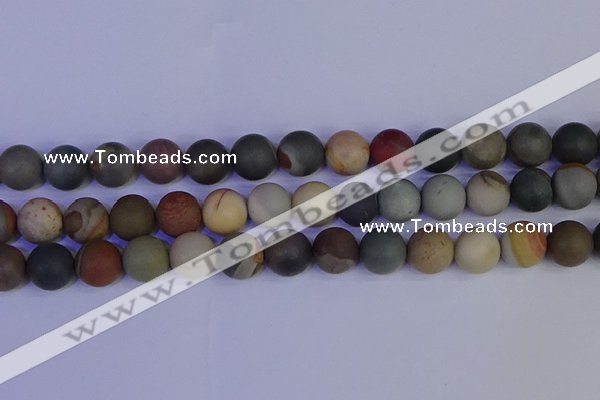 CPJ515 15.5 inches 14mm round matte polychrome jasper beads wholeasle