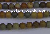 CPJ520 15.5 inches 4mm round matte wildhorse picture jasper beads