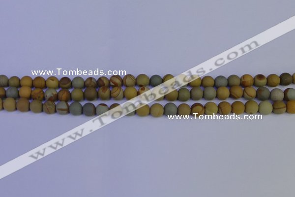 CPJ521 15.5 inches 6mm round matte wildhorse picture jasper beads