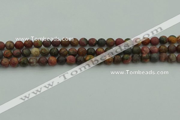 CPJ530 15.5 inches 4mm faceted round picasso jasper beads