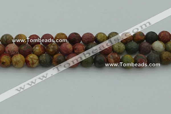 CPJ534 15.5 inches 12mm faceted round picasso jasper beads