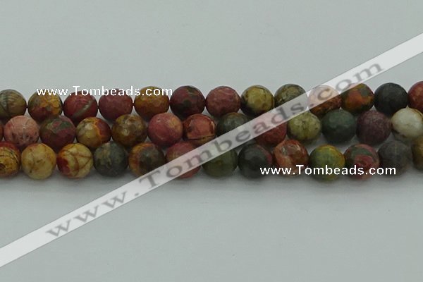 CPJ535 15.5 inches 14mm faceted round picasso jasper beads