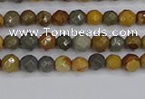 CPJ540 15.5 inches 4mm faceted round wildhorse picture jasper beads