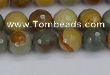 CPJ542 15.5 inches 8mm faceted round wildhorse picture jasper beads