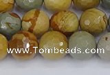 CPJ543 15.5 inches 10mm faceted round wildhorse picture jasper beads