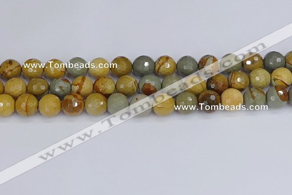 CPJ544 15.5 inches 12mm faceted round wildhorse picture jasper beads