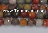 CPJ546 15.5 inches 4mm faceted round polychrome jasper beads