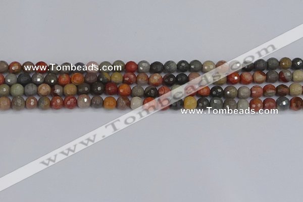 CPJ546 15.5 inches 4mm faceted round polychrome jasper beads