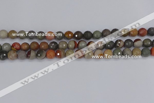 CPJ548 15.5 inches 8mm faceted round polychrome jasper beads