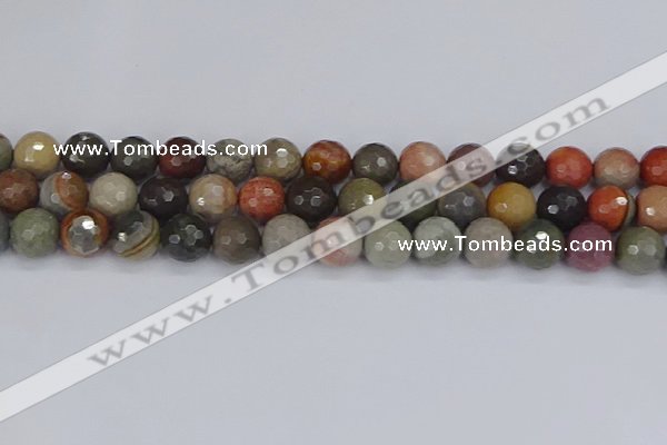 CPJ550 15.5 inches 12mm faceted round polychrome jasper beads