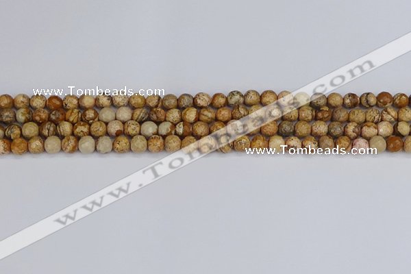 CPJ555 15.5 inches 4mm faceted round picture jasper beads