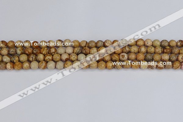 CPJ556 15.5 inches 6mm faceted round picture jasper beads