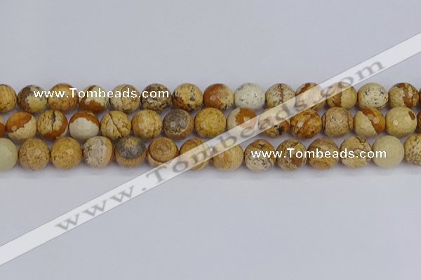 CPJ559 15.5 inches 12mm faceted round picture jasper beads