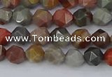 CPJ564 15.5 inches 6mm faceted nuggets polychrome jasper beads