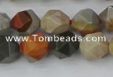 CPJ566 15.5 inches 10mm faceted nuggets polychrome jasper beads