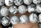 CPJ581 15.5 inches 6mm round grey picture jasper beads wholesale