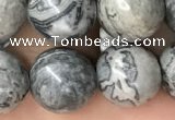 CPJ584 15.5 inches 12mm round grey picture jasper beads wholesale