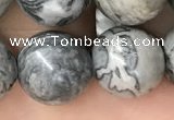 CPJ586 15.5 inches 16mm round grey picture jasper beads wholesale