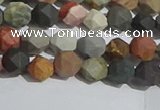 CPJ590 15.5 inches 6mm faceted nuggets matte polychrome jasper beads