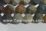 CPJ591 15.5 inches 8mm faceted nuggets matte polychrome jasper beads