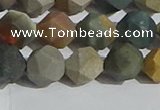 CPJ592 15.5 inches 10mm faceted nuggets matte polychrome jasper beads