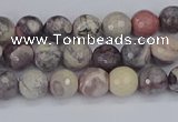 CPJ610 15.5 inches 4mm faceted round purple striped jasper beads