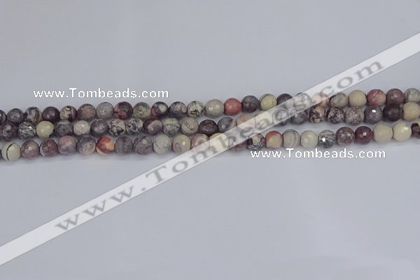 CPJ610 15.5 inches 4mm faceted round purple striped jasper beads