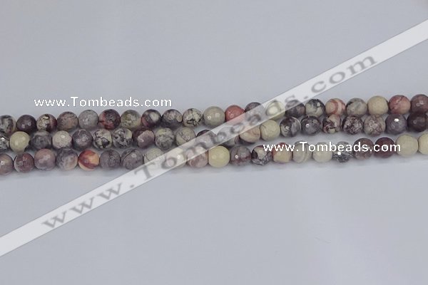 CPJ611 15.5 inches 6mm faceted round purple striped jasper beads