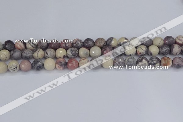 CPJ612 15.5 inches 8mm faceted round purple striped jasper beads