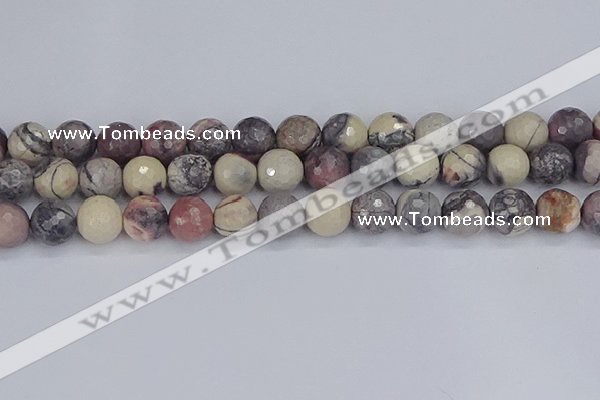 CPJ614 15.5 inches 12mm faceted round purple striped jasper beads