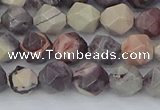 CPJ620 15.5 inches 6mm faceted nuggets purple striped jasper beads