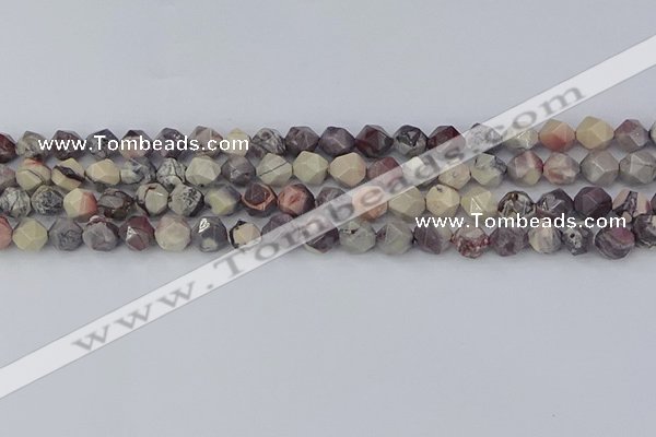 CPJ620 15.5 inches 6mm faceted nuggets purple striped jasper beads