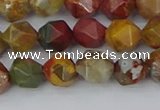 CPJ626 15.5 inches 6mm faceted nuggets picasso jasper beads