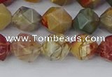 CPJ627 15.5 inches 8mm faceted nuggets picasso jasper beads