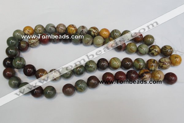 CPJ64 15.5 inches 14mm round picasso jasper gemstone beads