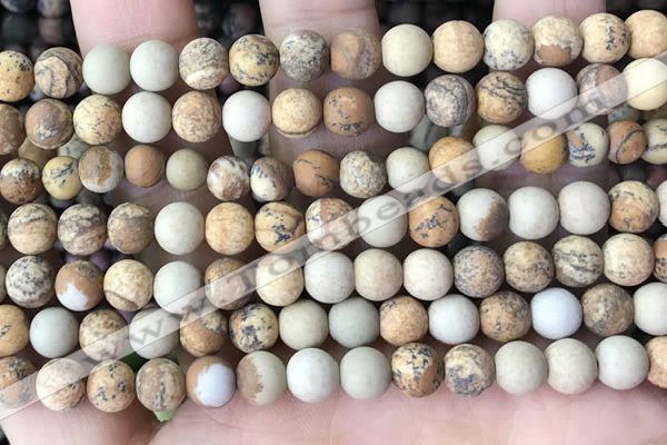 CPJ651 15.5 inches 6mm round matte picture jasper beads wholesale