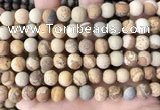 CPJ652 15.5 inches 8mm round matte picture jasper beads wholesale